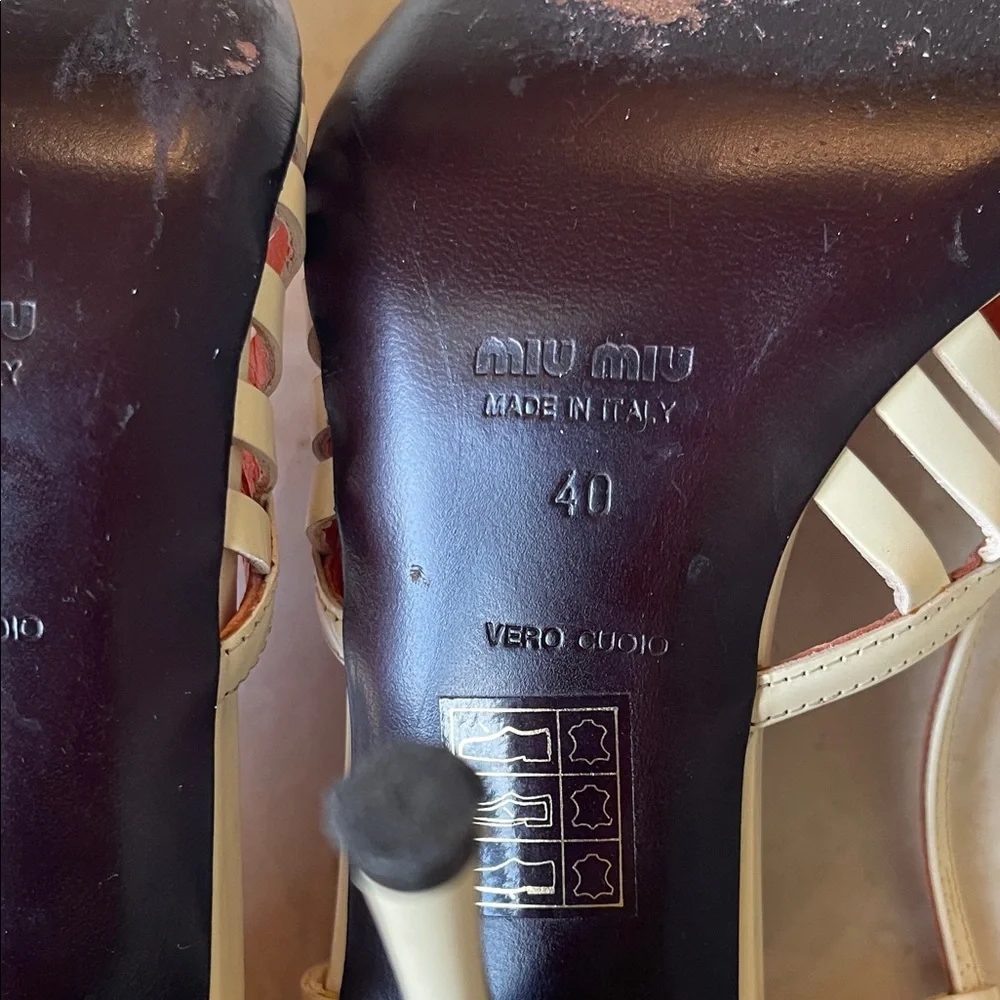 Authentic Miu Miu Cream Strappy Sandals - Picture 9 of 11